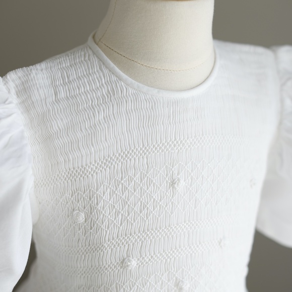 Strasburg Dress White Heirloom Smocked Flower Girl Special Occasion Portrait - Picture 4 of 7